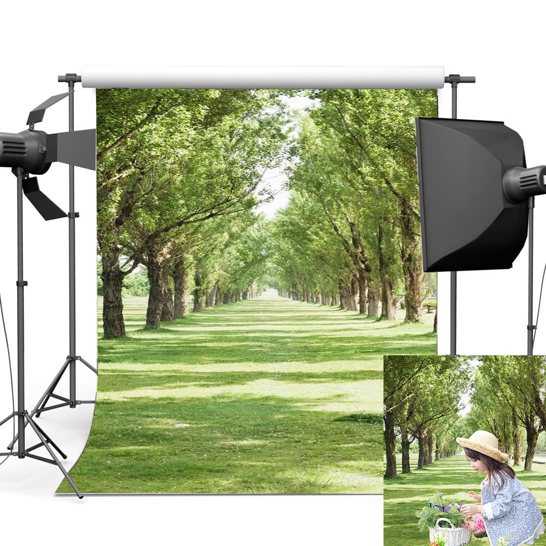 Haosphoto 5X7FT/150X210cm Vinyl Photography Backdrop Nature Forest Trees Grass Field Sunshine Rustic Wedding Backdrops Baby Kids Children Lover Portraits Background Photo Studio Props CA815