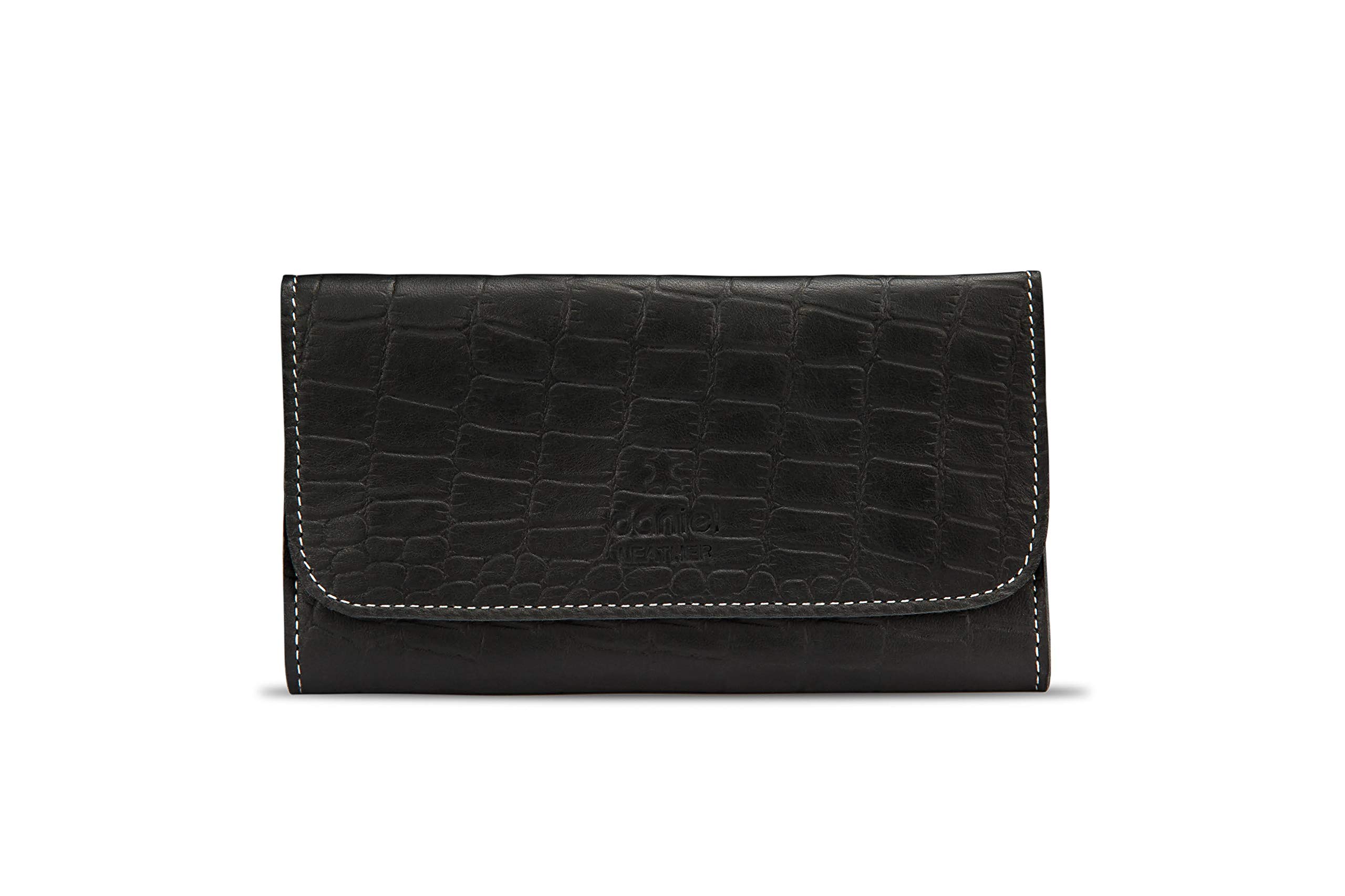 Genuine Croc Leather Premium Quality Rolling Bacci Pouch (Black)