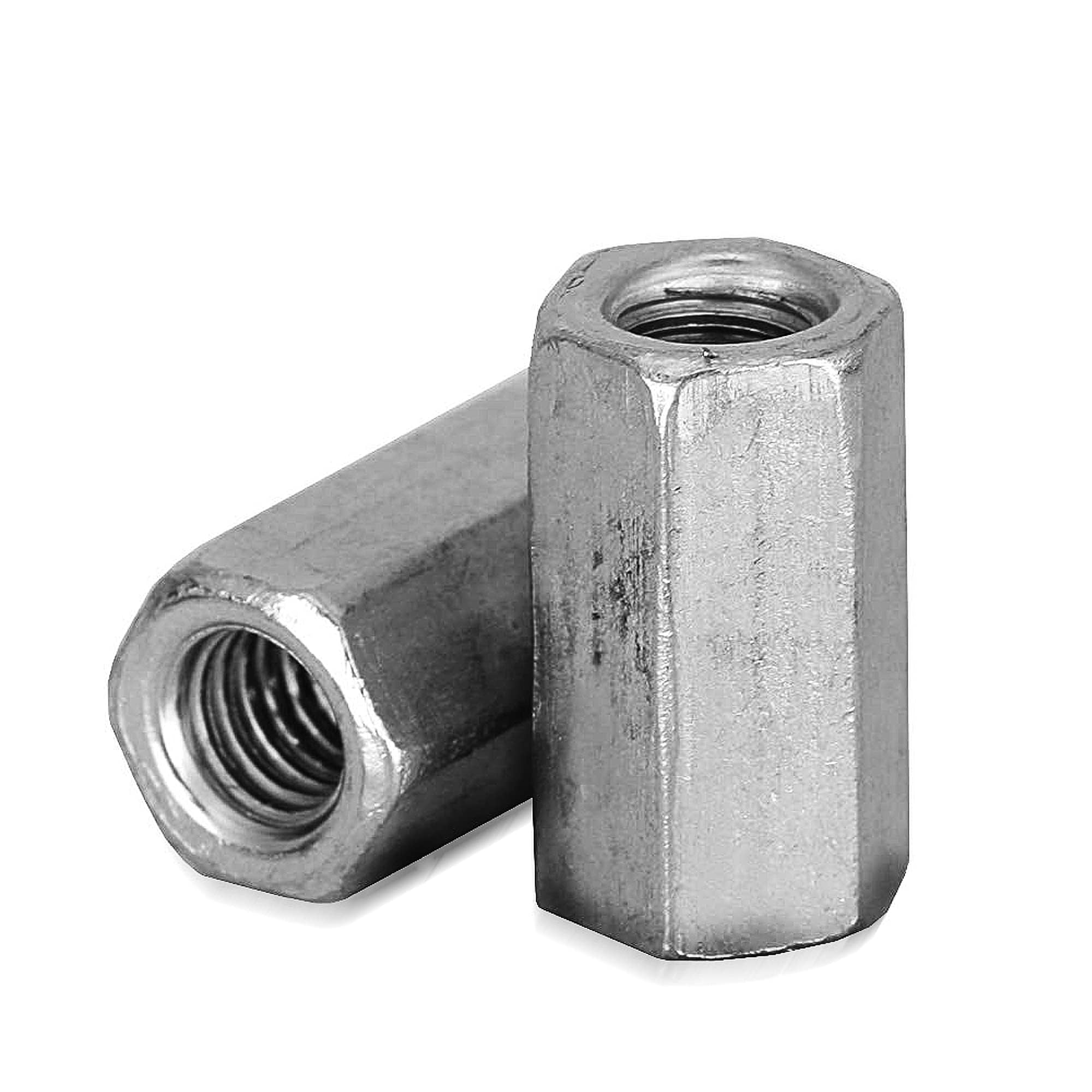 DOJA Industrial | Hex Coupling Long Rod Nuts | M8 | Pack 8 | Threaded Female Sleeve Nut Connector | Studding Thread Nut Bar for Home, Office, Industry | Metric Galvanized Steel Hexagonal Stud Nuts