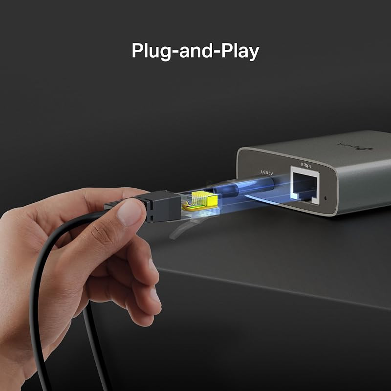 EH210 LAN Splitter 1 auf 2 (Gigabit Ethernet Splitter) | inkl. USB-Stromkabel & Cat 5e Netzwerkkabel | Aluminiumgehäuse, Plug & Play, LAN Switch 2 Port