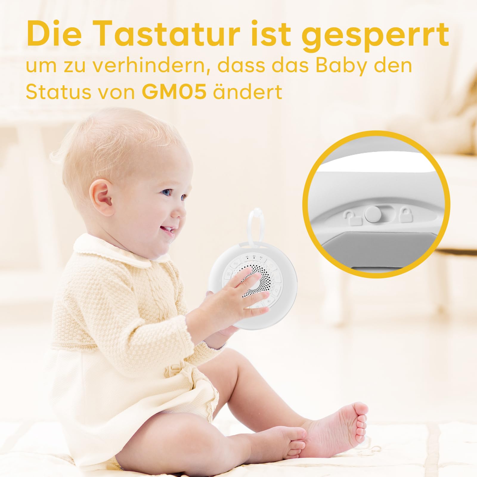 Easy@Home White Noise Machine: Tragbare Einschlafhilfe Babys mit weißem Rauschen | Nachtlicht | 26 Beruhigende Schlaflieder & Naturgeräusche | 3 Timer-Einstellungen | 7 Bunte Beleuchtung & USB 5
