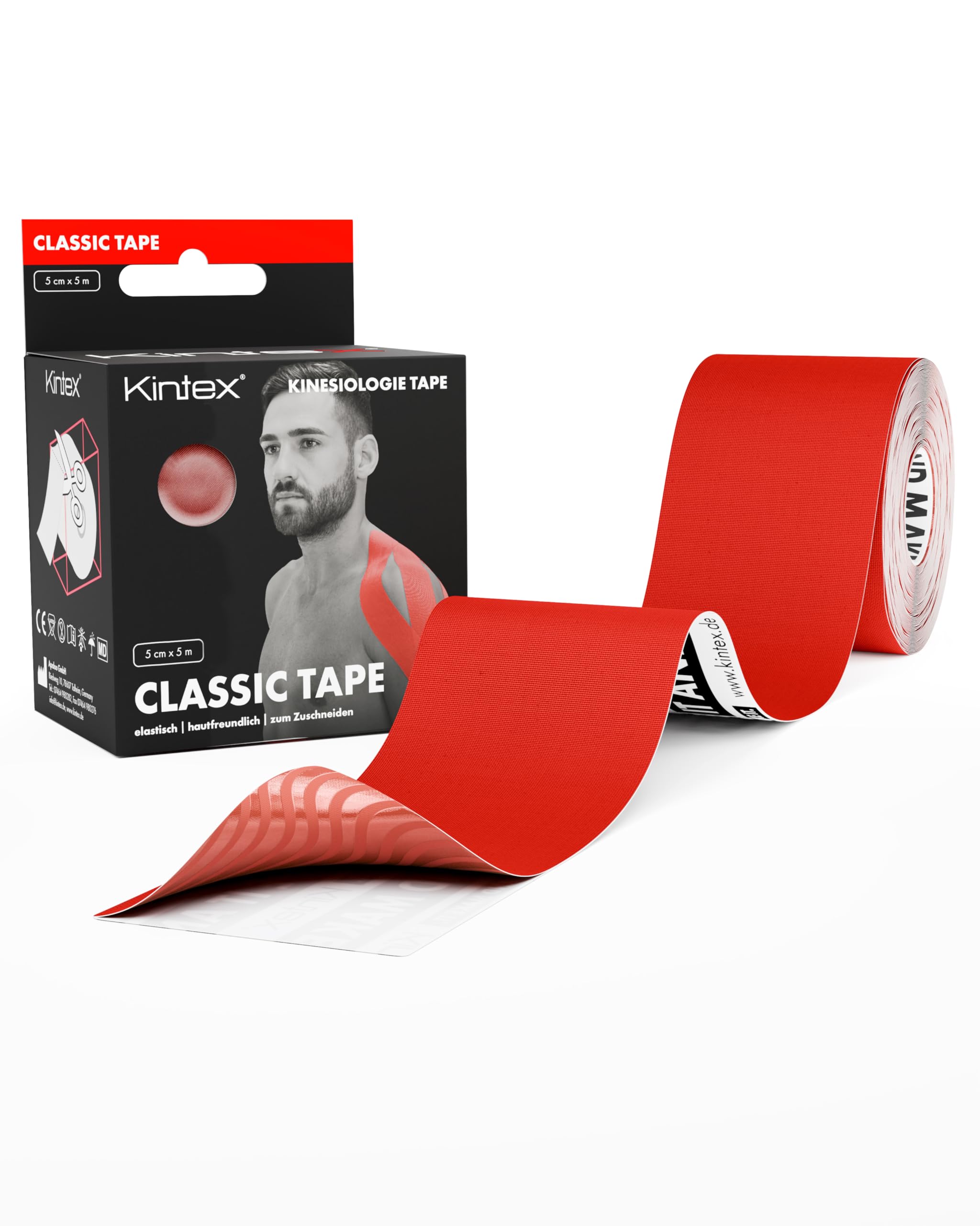 Kintex Kinesiology Tape Classic Red 5cm x 5m Physio Tape Elastic Waterproof