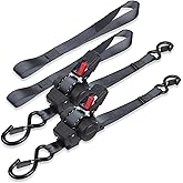 Ayaport Retractable Ratchet Straps 1in X 12ft(2PK)-1500lb Break Strength, Heavy Duty Ratchet Straps Self Retractable Tie Downs with Soft Loops for Motorcycle, Dirt Bike, Cargo, Truck Accessories