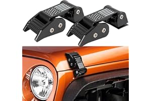 STANVEE Aluminum Hood Latches, Hood Catch Kit Compatible with Jeep Wrangler JK JKU 2007-2018 & Jeep Wrangler JL JLU Gladiator JT 2007-2021, No Drilling Required (Black)