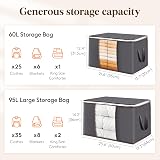 Lifewit 95L Clothes Storage Bags, Large Box with Lid, 3 Pack, Grey view 2