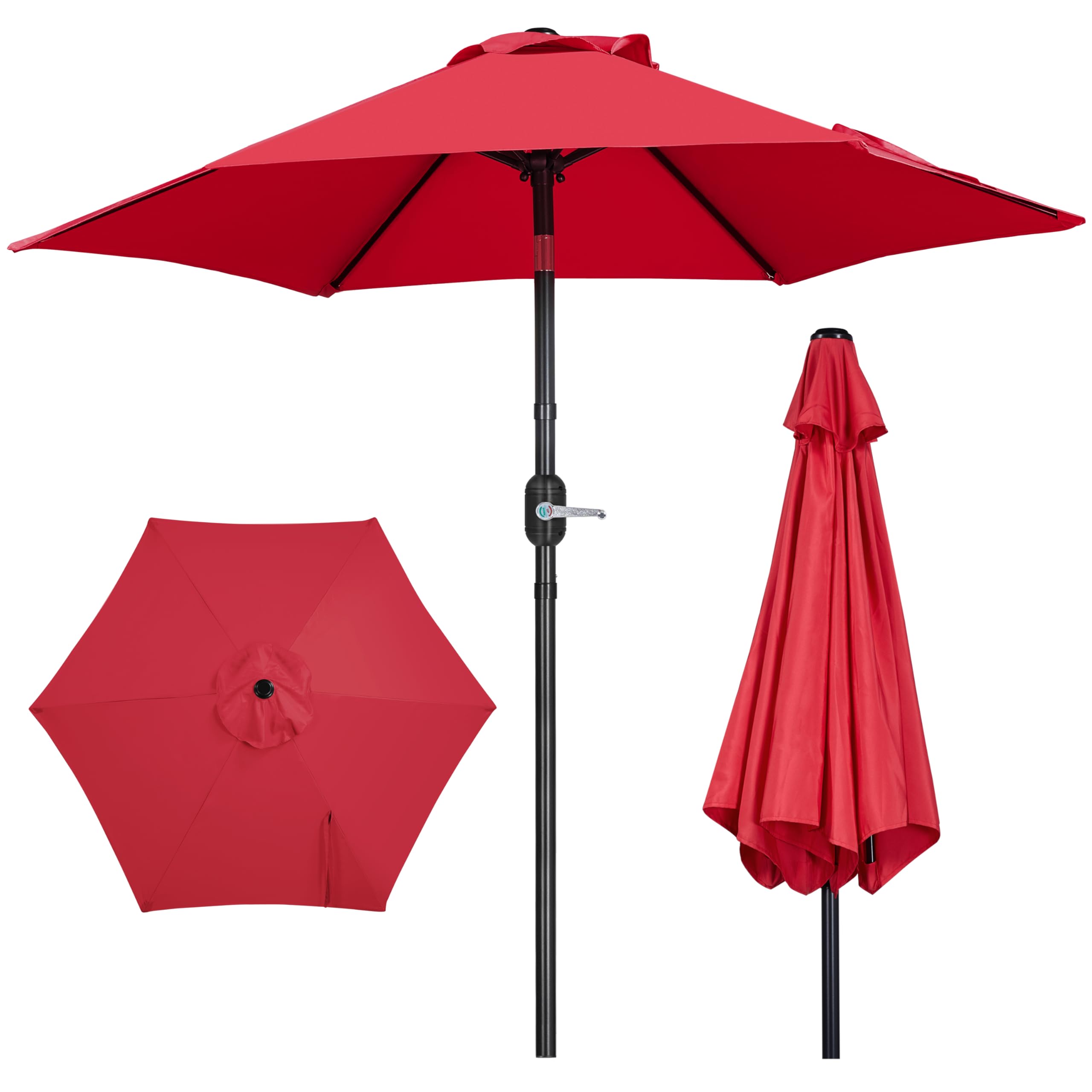 Yaheetech Patio Umbrella, 7.5FT Outdoor Table Market Umbrella with Push Button Tilt and Crank, Yard Sun Shade w/Sturdy Ribs UV Protection with for Garden, Deck, Backyard, Pool, Red Image Yaheetech Patio Umbrella, 7.5FT Outdoor Table Market Umbrella with Push Button Tilt and Crank, Yard Sun Shade w/Sturdy Ribs UV Protection with for Garden, Deck, Backyard, Pool, Red Image