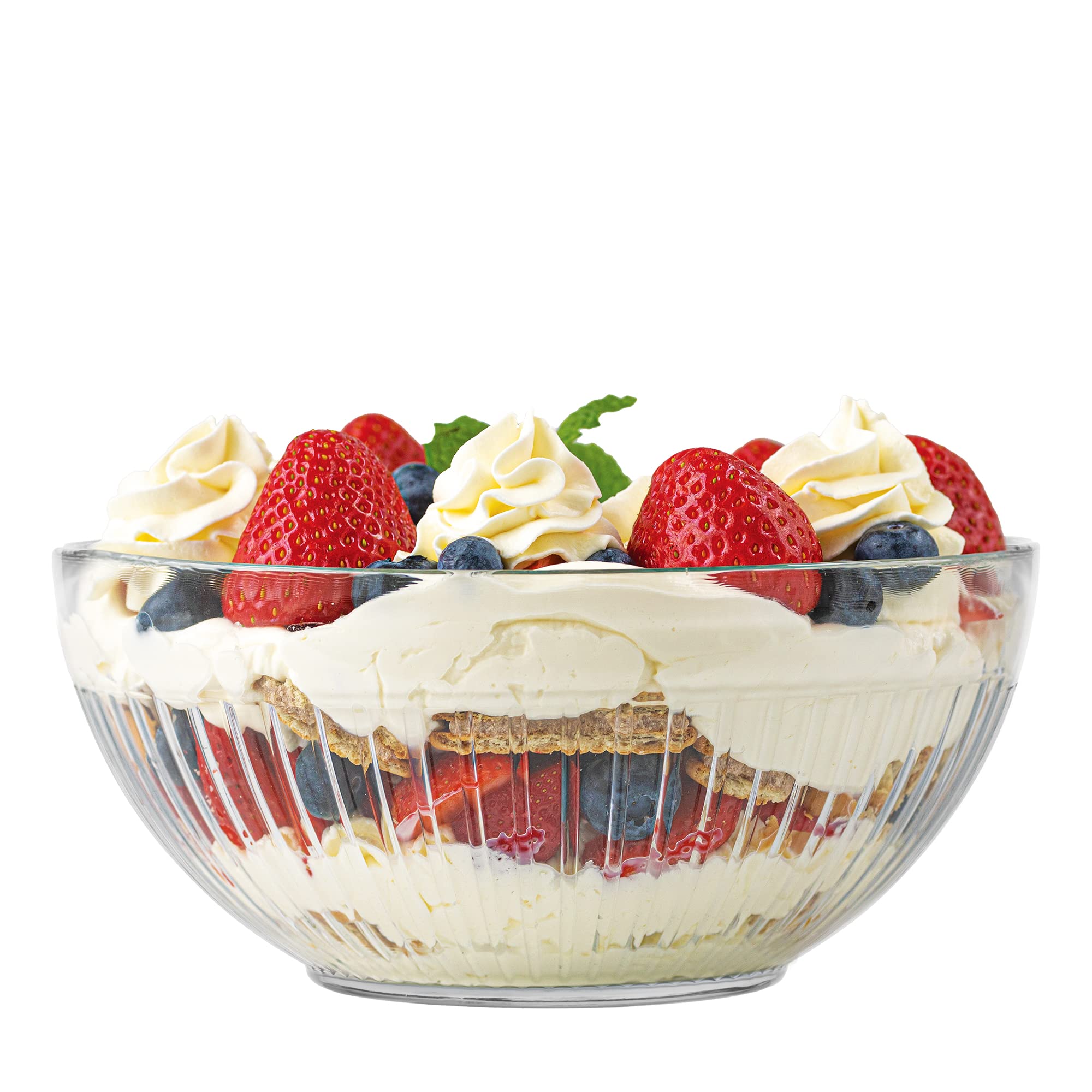 TREND FOR HOME Fruit Bowl ⌀ 21.7 cm Serving Dishes for Snack Dessert Salad Bowl 2280 ml Punch Bowl Transparent Ribbed Glass Vase Glass Bowl Serving Bowl Table Centrepiece Decorative Bowl, Lawe