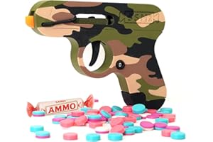 WANTEDWALRUS Toy Gun That Shoots Candy - The Smartee Shooter - Shoots Fast and Far - Over 40 feet & Over 70 fps. Working Magazine & Slide. 5 Packs of Candy & 20 Pieces of Plastic Ammo. (Camo)