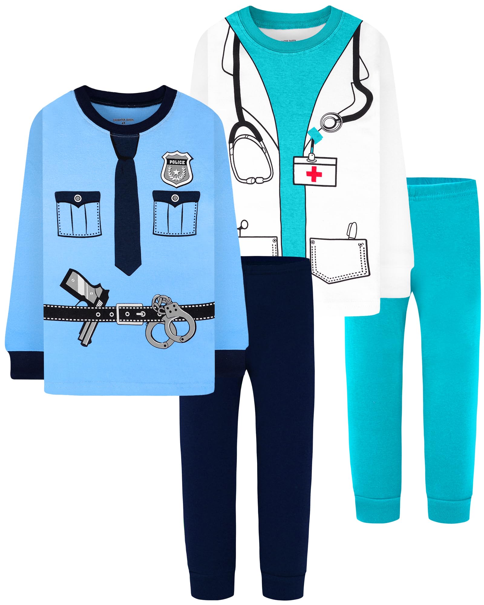Photo 1 of DAUGHTER QUEEN Boys Pajamas Size 8 Kids PJs 100% Cotton Long Sleeve Pj Sets Children Police Officer Sleepwear Winter Jammies Sleep Clothes 8T 7-8 Years Old Medium