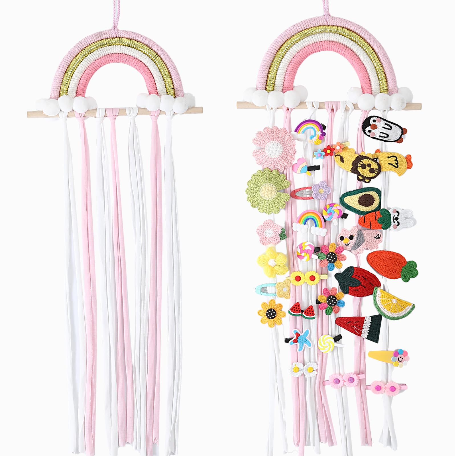 Photo 1 of YOcity Rainbow Bow Organizer Bow Holder for Girls Hair Bows Display Wall Hanging for Baby Nursery Room Decors