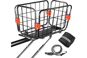 QIANCHANG Rear Bike Rack with Basket, Aluminum Alloy Bike Back Rack, Universal Bicycle Rear Rack and Basket for Adult Bikes