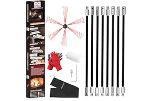 Cleancraft 26 Feet Chimney Sweep Kit, Chimney Cleaning Kit with 8 Flexible Black Chimney Rods, Chimney Brush for Sweeping Fireplace, Rotary Chimney Cleaning System Driven by Drill
