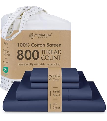 Parure De Lit 4 Pièces 600 Fils 100% Coton ELS – Draps Satin Luxe King Size Gris – Taies Incluses, Poches Profondes 40cm