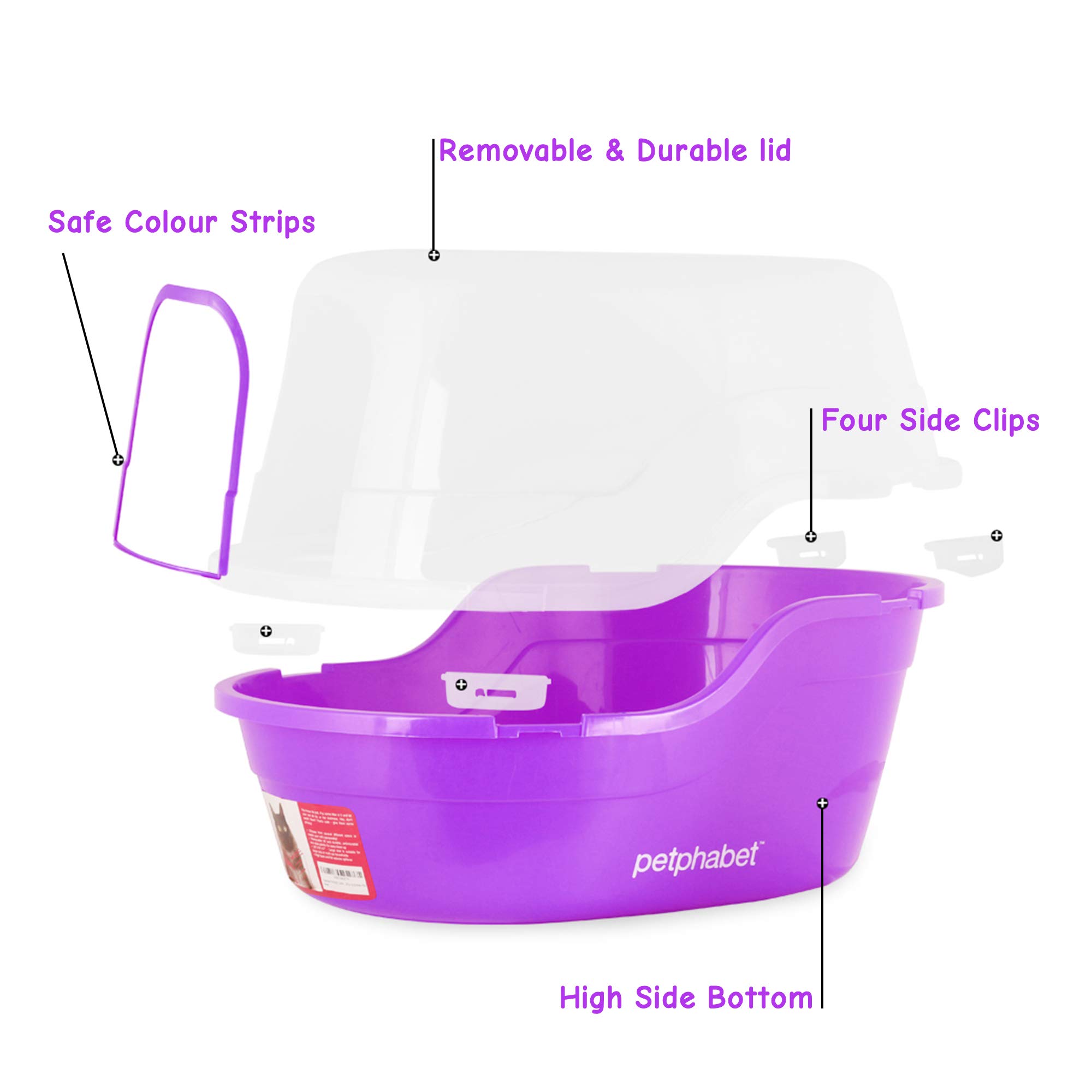 Petphabet large Cat Litter Tray Toilet Box, 63x49x42cm, Jumbo Hooded