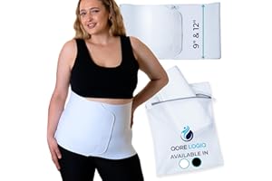 QORE LOGIQ Plus Size Abdominal Binder Post Surgery - C Section Belly Binder, Postpartum Belly Band, Adjustable 12" Compression Wrap for Stomach & Hernia Belt, White 3XL