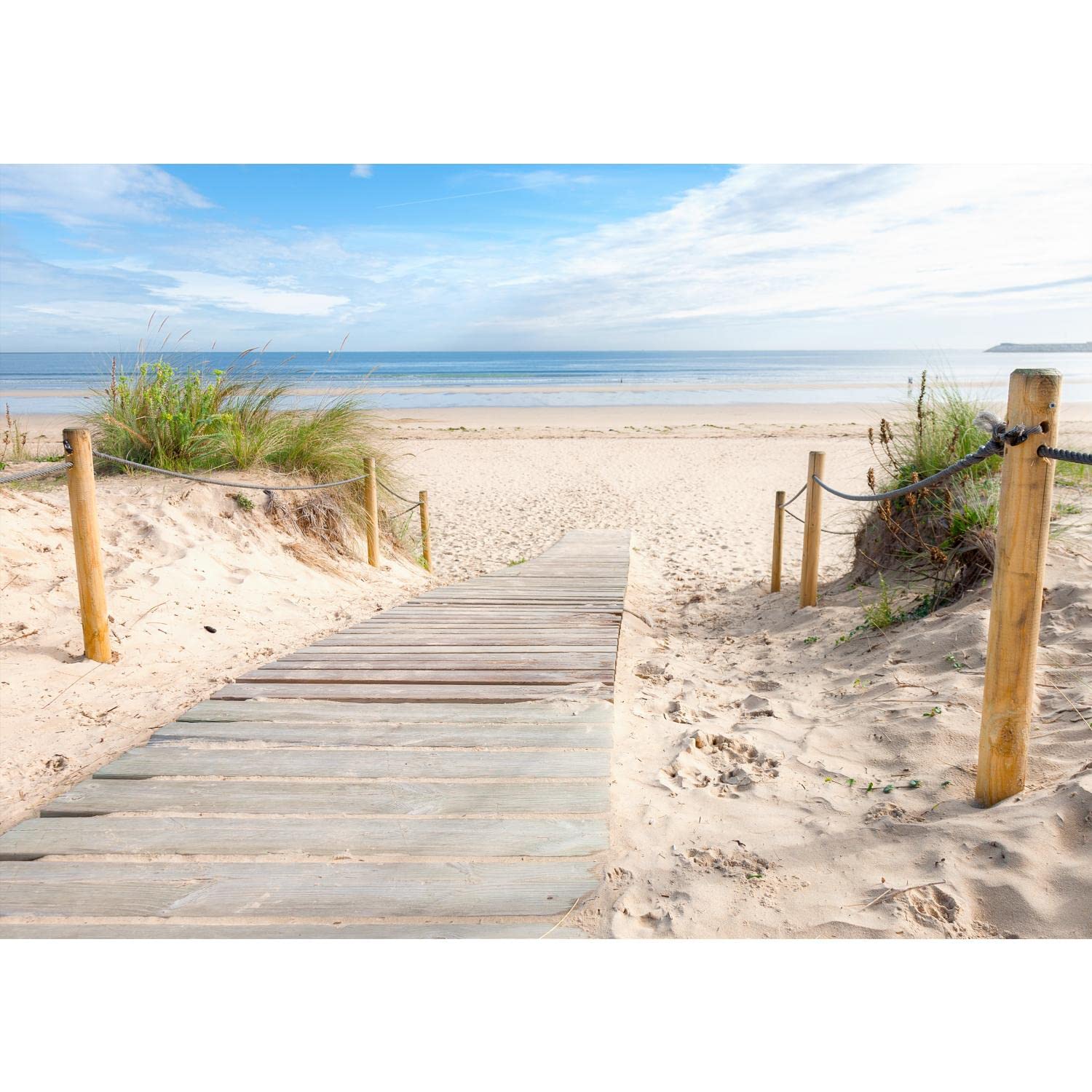 Runa Art Wallpaper 396 x 280 cm Beach and sea Non-Woven Decoration Print Wall Mural Living Room - Made in Germany - Beige Blue 9007012b