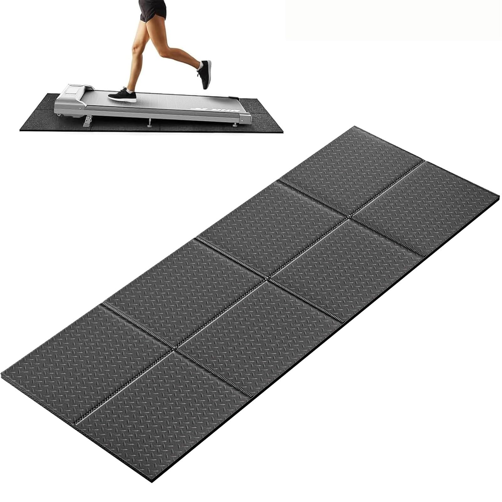 Non-Slip Walking Pad Treadmill Mat for Carpet Floors,55x24 Hardwood Floor Protection, Mats for Under Walking pad/Treadmill/Bike/Exercise Equipment on Carpets, Noise Shock Absorption, Stationary Image