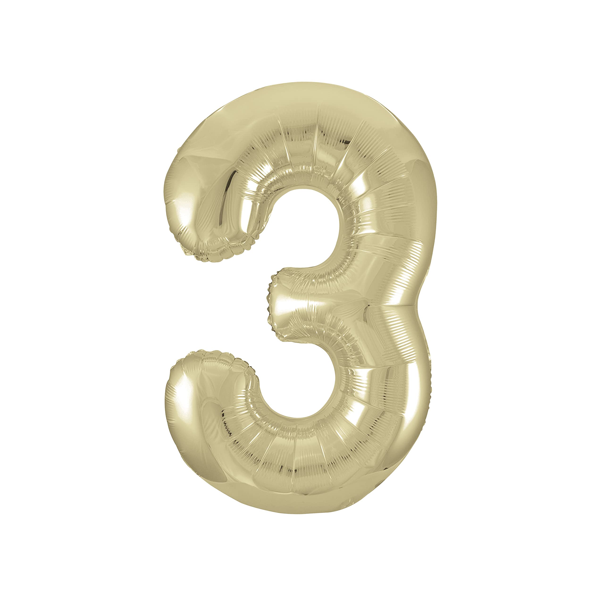 Gold Number 3 Shaped Large Foil Balloon (86cm) 1 Piece - Perfect for Birthday Parties and Special Events, 34-Inch โ image 1