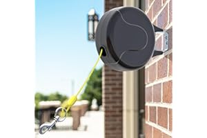 30ft Wall Mount Retractable Dog Tie Out Cable for Small to Large Dogs Between 20-100 lbs, Wall Mounted Dog Lead Great for Yar