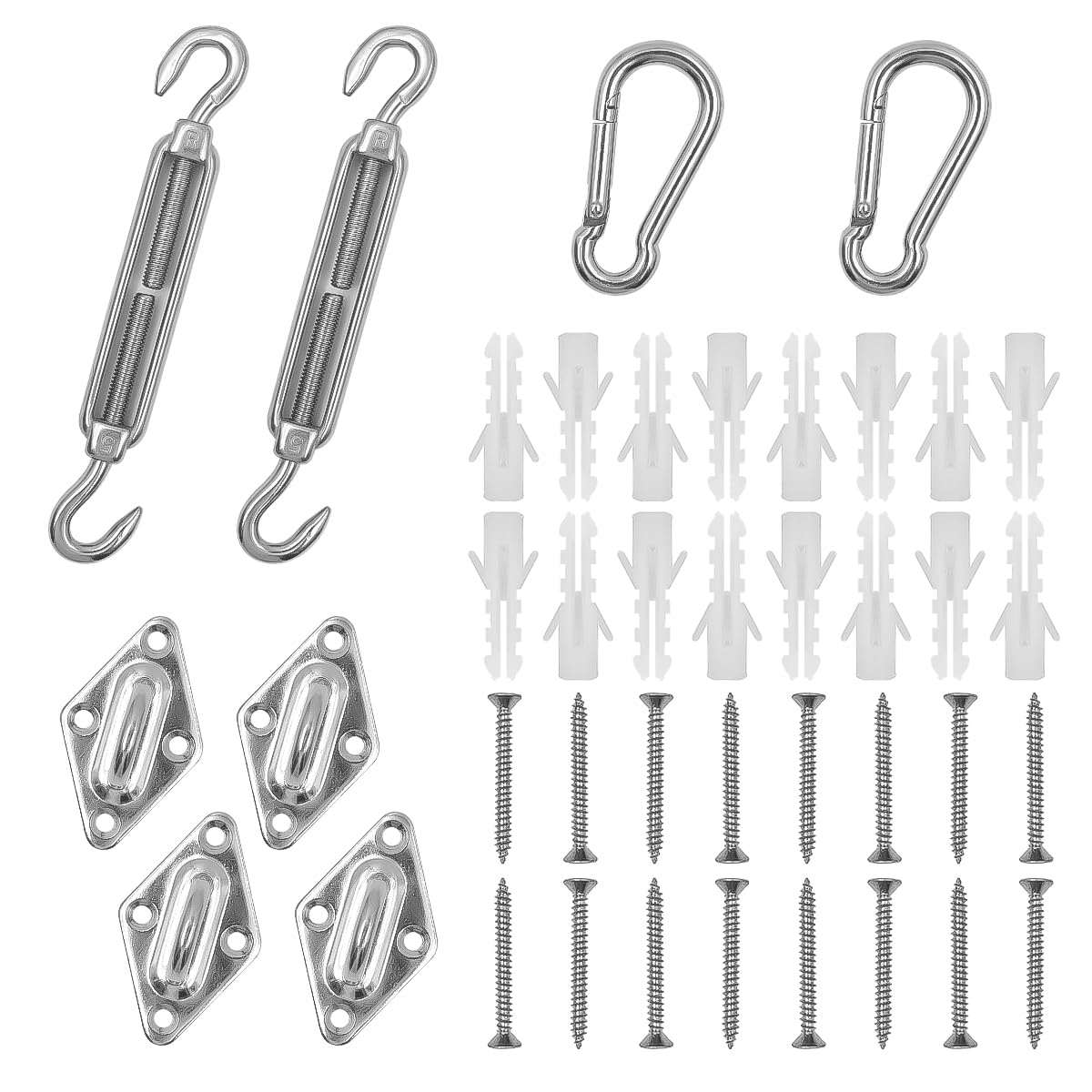 ZONADAH Canopy Sun Shade Sail Hardware Kit 5mm Heavy Duty Shade Sail Hardware Kit for Triangle Rectangle Sun shade Sail Installation Triangle Shade Sails Accessory