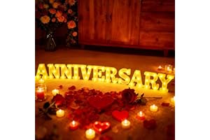Aurelema 11 Pcs Anniversary Large LED Letter Sign Wedding Birthday Party LED Lights Battery Powered Table Decoration for Party Bedroom Bar Pub Restaurant Tabletop Decoration