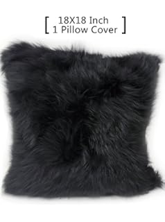 Amazon Com 100 Real Alpaca Fur Pillow Cover 14x14 Square Black