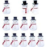SOVOEY Mini Snowman Figurines - 12pcs Small Snowman Miniature Snowmen Figurines with Hat for Christmas Decor Micro Landscape Fairy Garden Dollhouse DIY Crafts Decoration