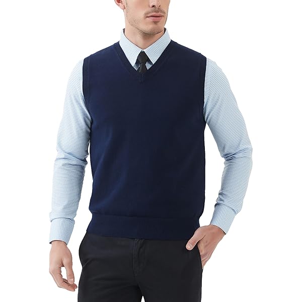 Men's V-Neck Sleeveless Sweater Vest – Solid Black Knit Vest for