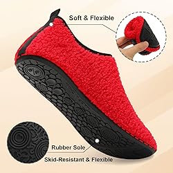 QFH Mens Womens Sock Shoes Teddy Fleece Closed Back