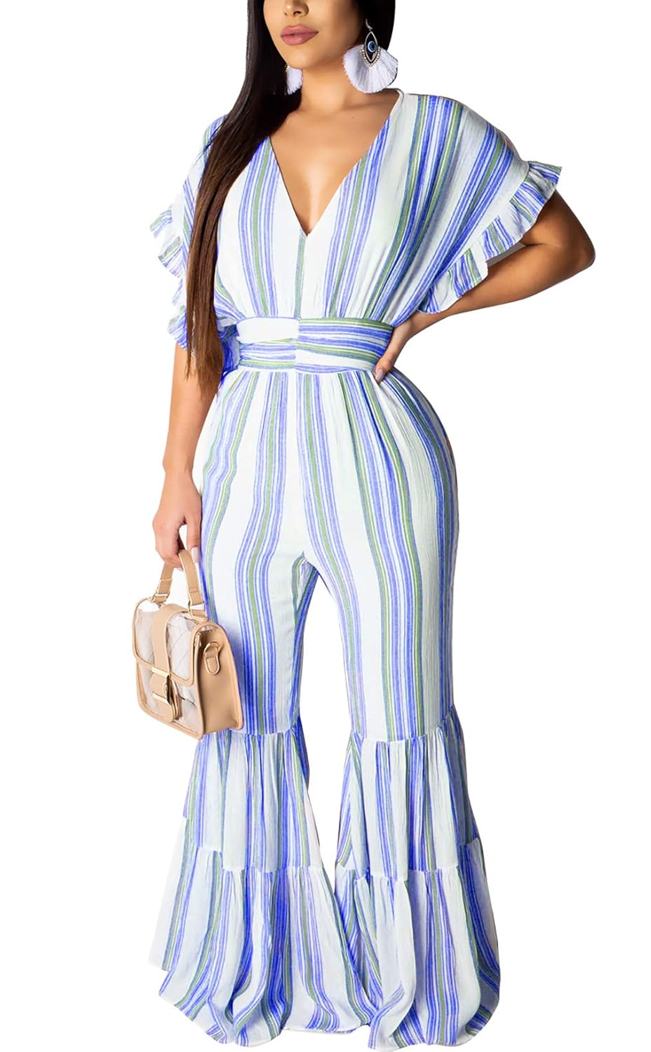 striped bodycon jumpsuit