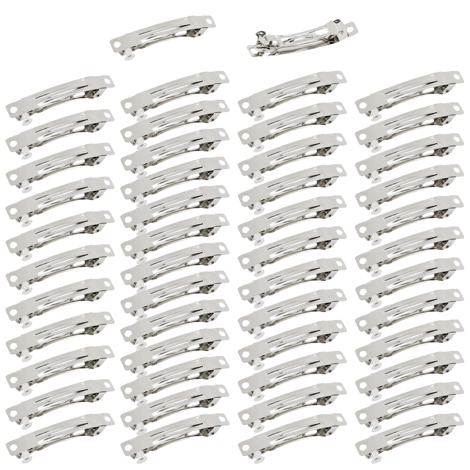 Cinaci 50 Pack 5cm /2 inches Blank Silver DIY Metal French Barrettes Craft Snap Hair Clips Pins for Women Girls Hair Accessories…