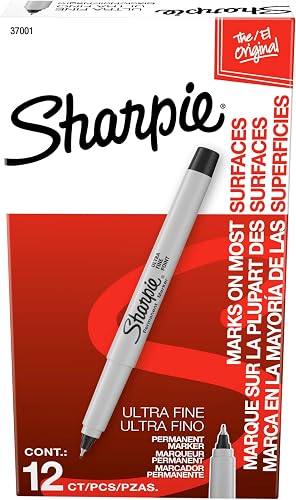 Sharpie Permanent Markers, Ultra Fine Point, Black, 12 Count