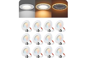 EDISHINE 12 Pack 4 Inch LED Can Lights with Night Light, Dimmable Recessed LED Ceiling Light, 5CCT 8W 700LM Recessed Light Fi