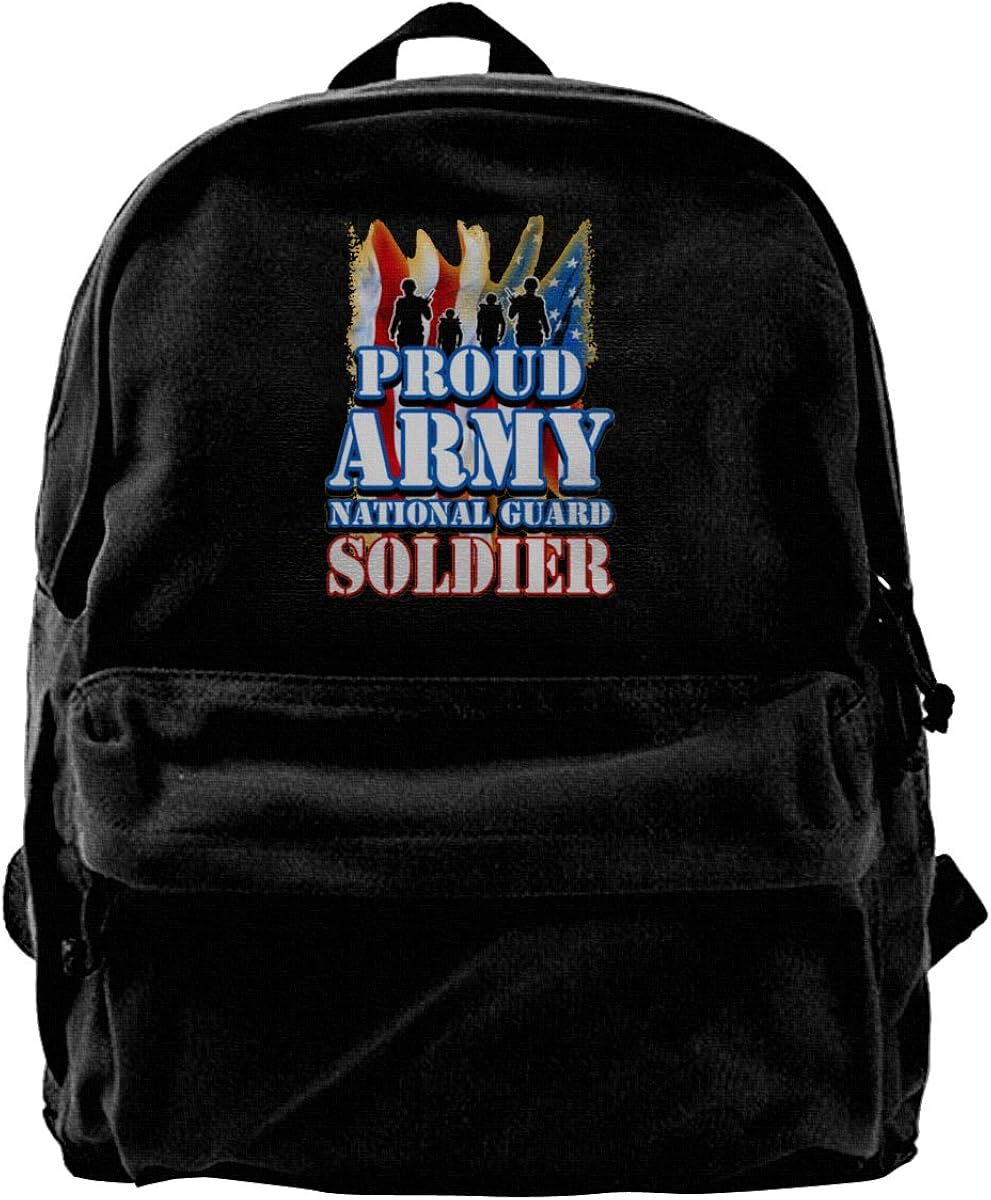 Proud Army National Guard Soldier Canvas Backpack School Laptop Bag for Women & Men