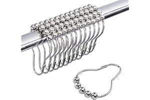24 PCS Shower Curtain Ring Hooks, Stainless Steel Double Glide Bathtub Curtain Rings for Shower Curtain Rods