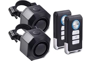 NineLeaf 2 PK USB Rechargeable Bike Alarm with Remote, Wireless Bicycle Anti-Theft Vibration Sensor Alarm with Mounting Bracket, IP54 Waterproof Outdoor Cycle Security Alert