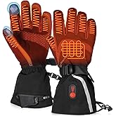 immtree Heated Gloves for Men Women, Rechargeable Electric Gloves with Battery (3000mAh x 2) 15s FlashHeat Technology, Waterproof Touchscreen for Winter Ski Hunting Driving Camping