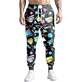 80s 90s Mens Joggers Pants Sports Funny Workout Running Printed Retro Sweatpants Casual Track Pants with Pockets
