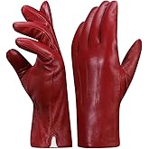 Harssidanzar Leather Gloves for Women,Winter Rabbit Fur Lined Soft Genuine Leather Gloves KL027US