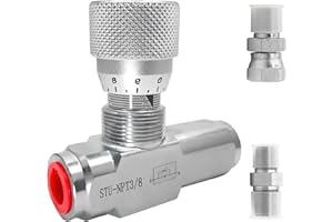 Cplbrb 3/8" NPT Hydraulic Flow Control Valve, 5000 PSI | One-Way Adjustable Speed Throttle Check Valve with 2 Pipe Adapters for Cylinder Control