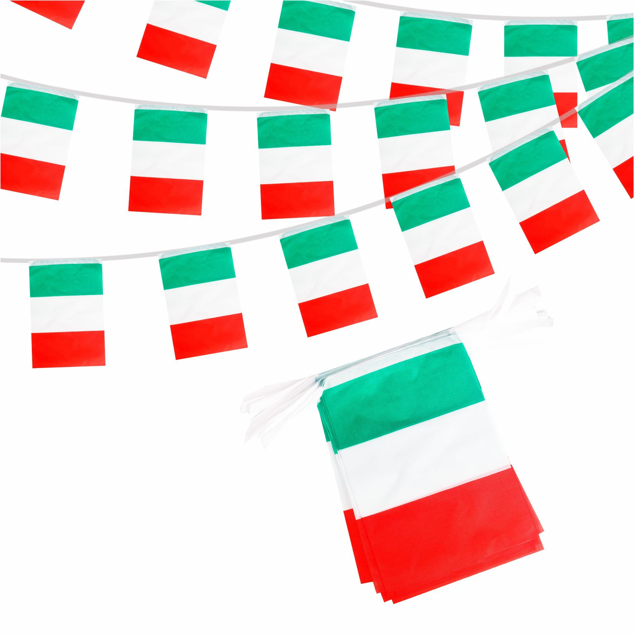 Italy Oly 2024 Decorations - 10m 30 Italian Flags Banner for Sports, Football Events & National Day Parties