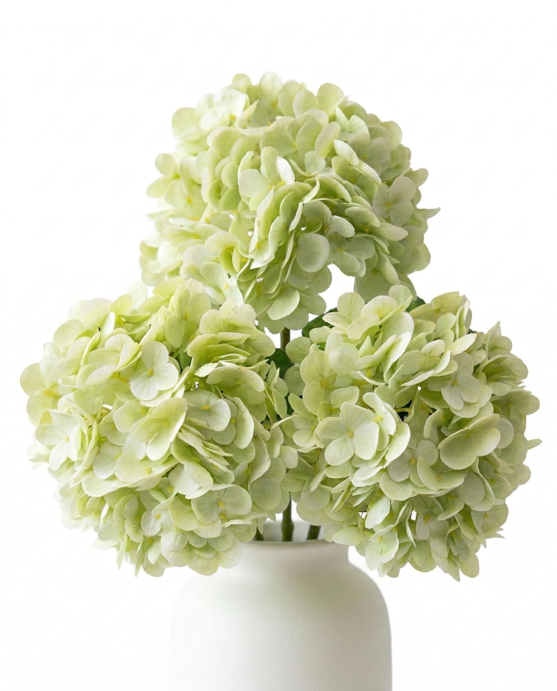 Photo 1 of LEDIXA 3 Pcs Real Touch Green Hydrangea Artificial Flowers - 20" Large 3D Latex Light Green Faux Hydrangeas (Waterproof & 176 Petals) for Spring Floral Arrangement, Fresh Lime Home Kitchen Decor