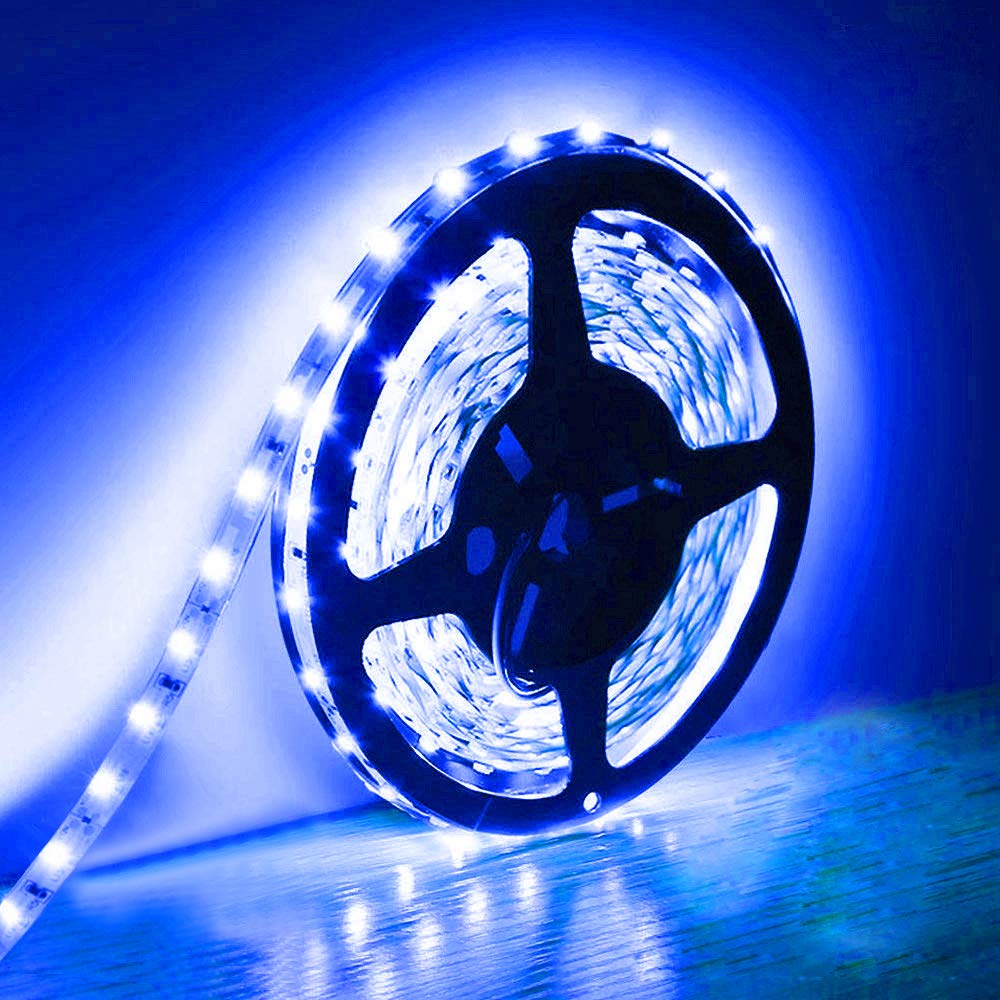 5M LED Strip Lights SMD 5630 12V Non-Waterproof LED Tape Blue Ribbon Lighting for Home Kitchen Cabinet and More，No Adapter(Blue)