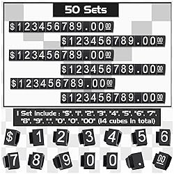 Qunclay 50 Sets Price Display Cube Number Letter