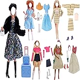 Doll Clothes, 5 Sets Outfits Winter Dresses Pants Windbreaker Hat for 11.5 inch Dolls Accessories Random Style (G)