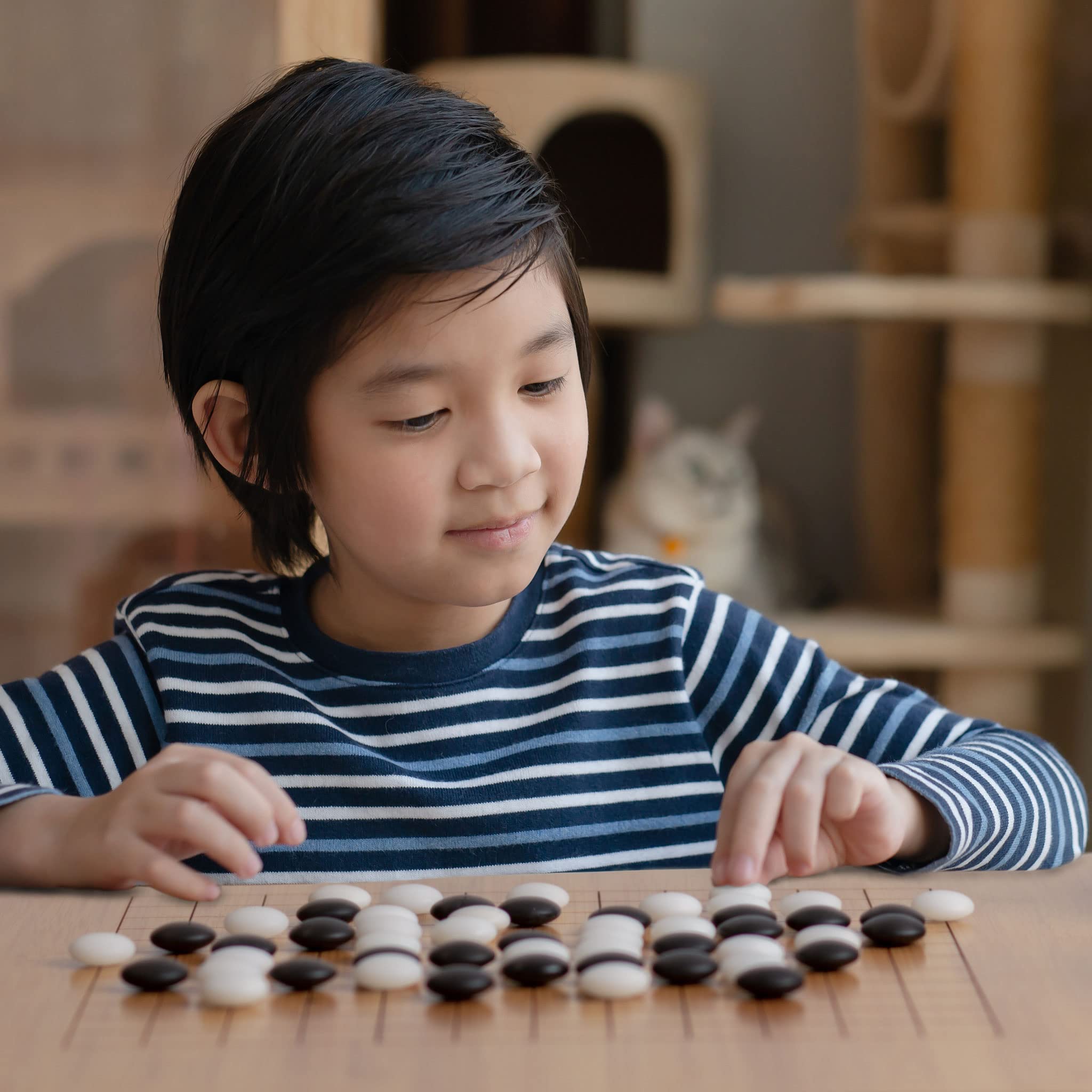 Yellow Mountain Imports Bamboo 0.8-Inch Etched Reversible 19x19 / 13x13 Go Game Set Board with 9.2mm Double Convex Yunzi Stones and Bamboo Wood Bowls Set - Classic Strategy Board Game (Baduk/Weiqi)