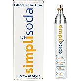 Simpli Soda 60L CO2 Canister Cylinders - Compatible w/Sodastream BLUE Screw-In Only, Ninja Thirsti, Philips, and More - Threa