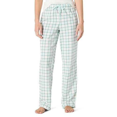 Amazon Essentials Women's Flannel Sleep Trousers, Light Blue, Plaid, M