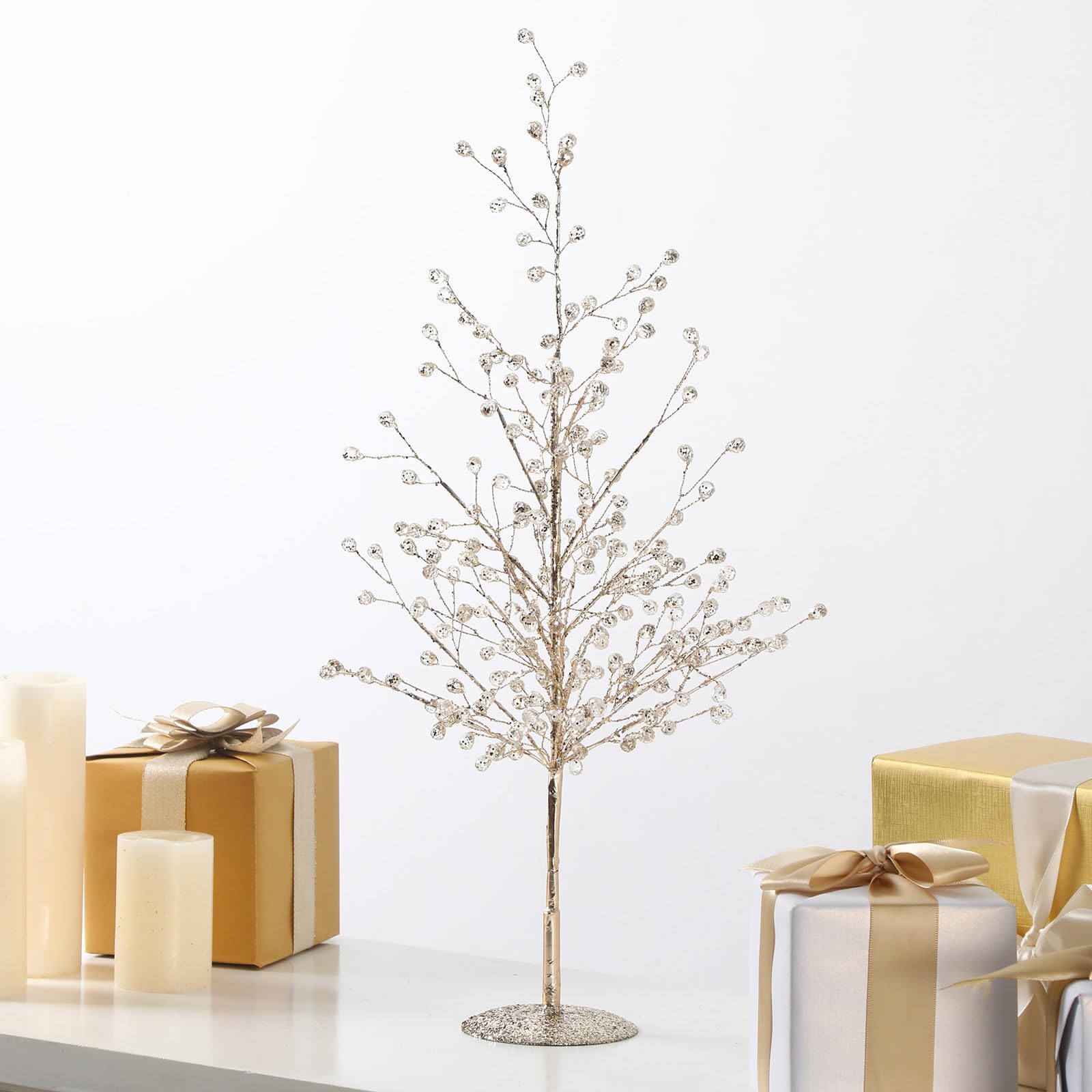 Photo 1 of Meanplan 20 in Crystal Christmas Trees Decoration Xmas Crystal Artificial Christmas Tree Ornaments for Tabletop Centerpieces Bottle Brush Trees with Iron Base for Xmas Decor Gifts Home Fireplace Decor