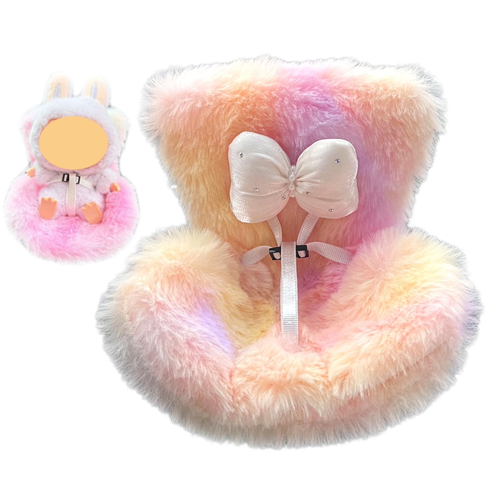 EDLMKM Dolls Car Seat With Soft Furry Cushion Air Vent Clip & Fragrant Tablets Ornaments Accessories,Cute Have Safety Seat, Plush Doll Car Seat & Seat Belt Soft For Display 10-17cm/ 3.94-6.69in Toy